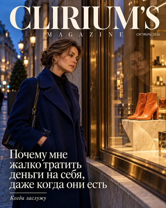 Обложка Clirium’s Magazine: Почему мне жалко тратить деньги на себя, даже когда они есть