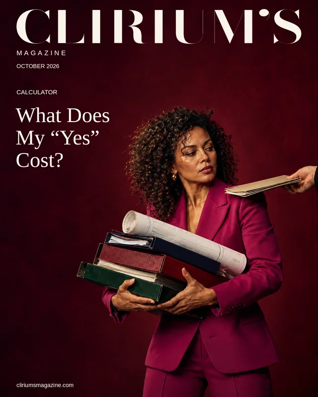 A woman in a magenta jacket carries folders as someone offers her one more.