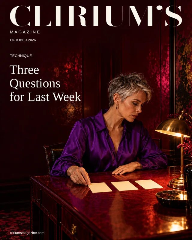 A woman in a violet blouse lays out three cards on a red table.
